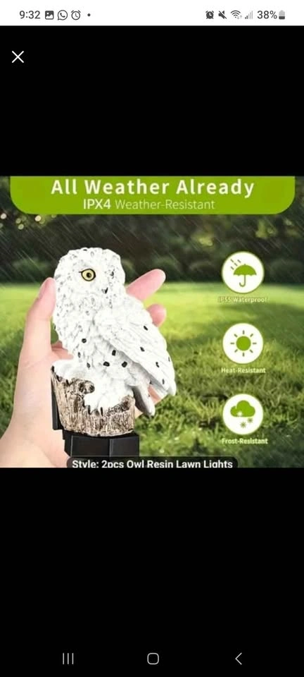 2 LED Solar Owl Lights Lawn Light - Decorative - photo 2