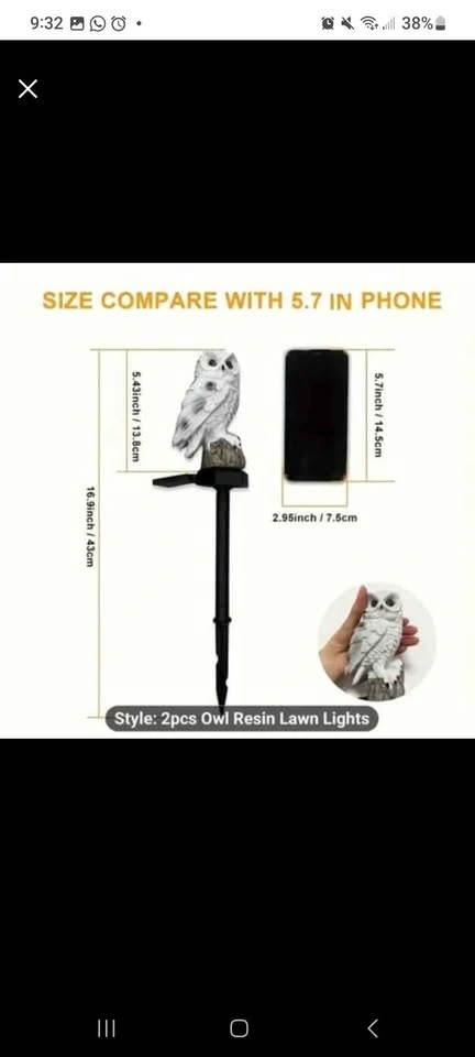 2 LED Solar Owl Lights Lawn Light - Decorative - photo 4