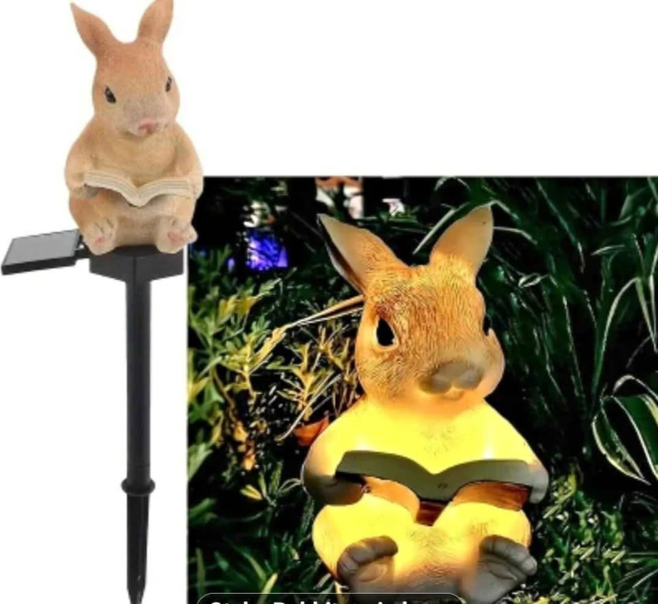Solar-Powered Reading Rabbit LED Garden Lights