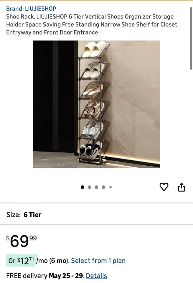 6 Tier Vertical Shoes Organizer Storage