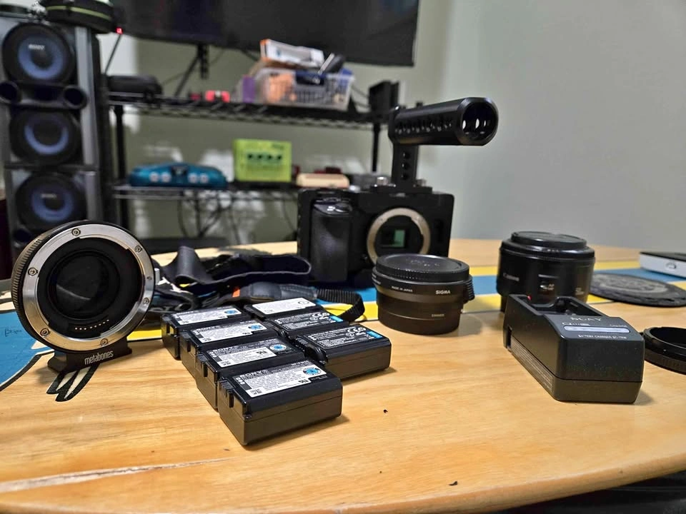 Sony a6400 Filmmaker Kit w/ Cage, Batteries, EF Adapters & 50mm