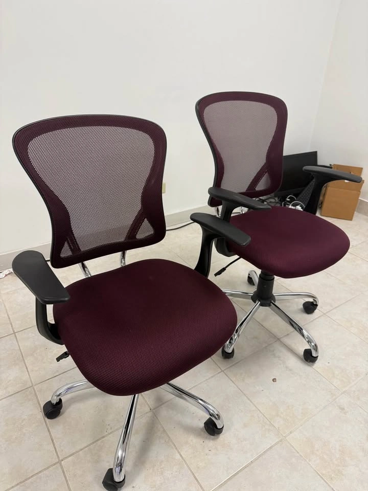4 Office Chairs - Burgundy/Maroon - photo 2