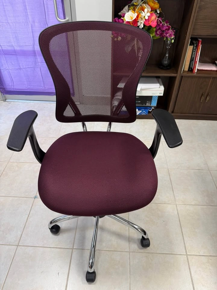4 Office Chairs - Burgundy/Maroon - photo 3
