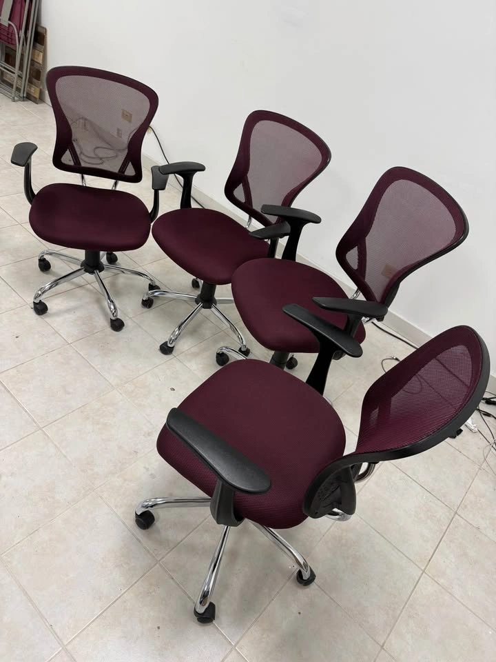 4 Office Chairs - Burgundy/Maroon - photo 4
