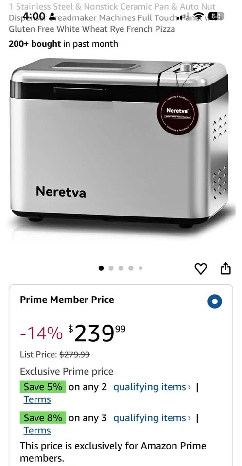 Neretva 3.3LB Bread Maker - Like New