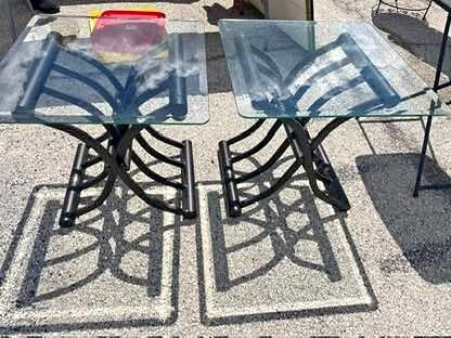 Wrought Iron/glass end Tables
