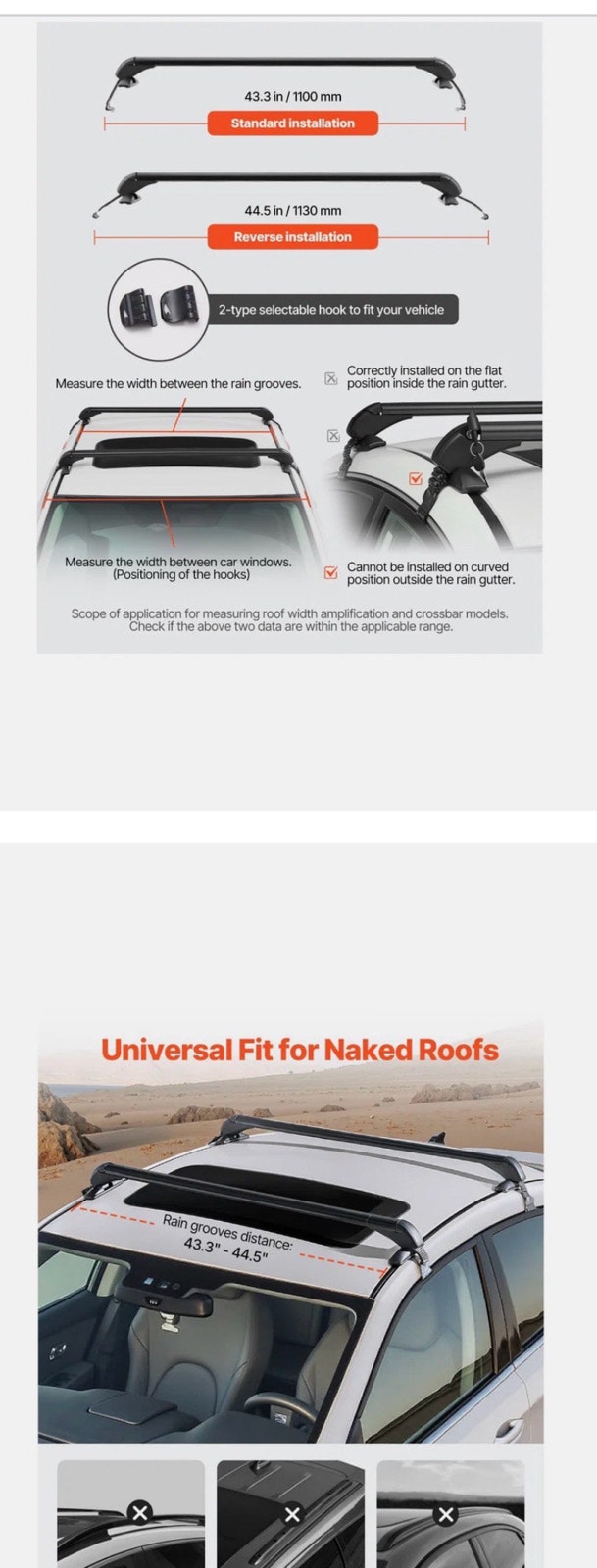 Lockable Roof Rack Cross Bars 165 LBS Capacity Universal Fit - photo 2