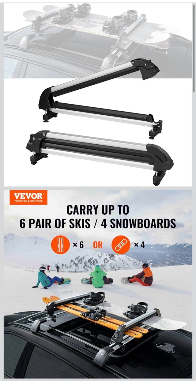 VEVOR Ski and Snowboard Roof Rack, 31.7-Inch Universal Ski Rack - photo 2