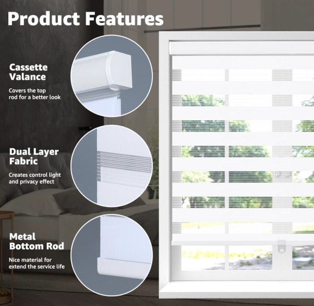 SEEYE Cordless Zebra Blinds for Window - photo 2