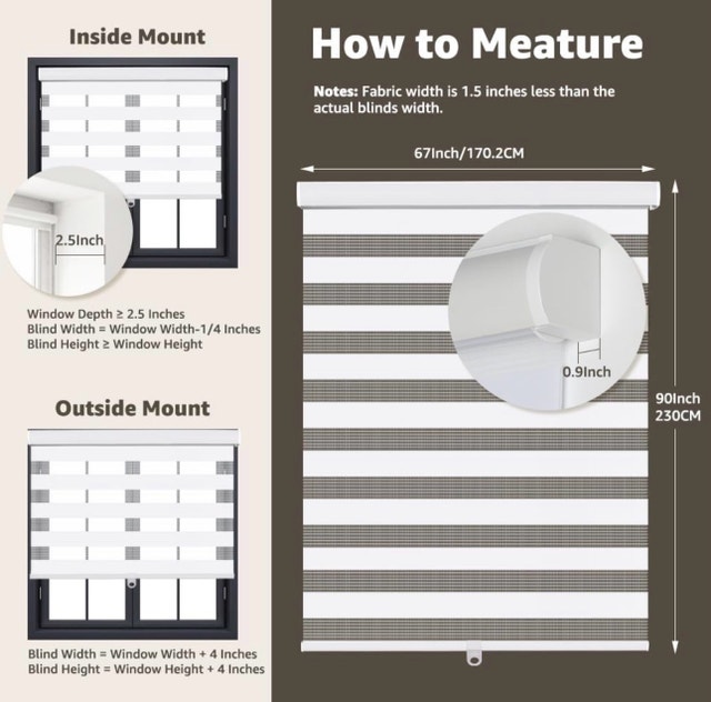 SEEYE Cordless Zebra Blinds for Window - photo 3