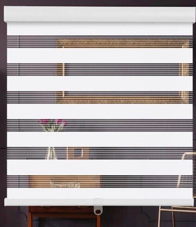 SMONTER Cordless Zebra Blinds - Light Grey (67" Wx72" H)