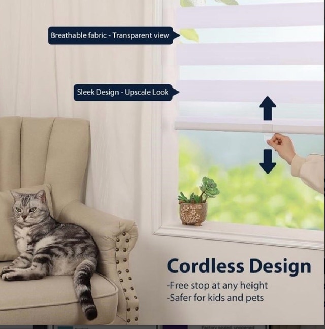 SMONTER Cordless Zebra Blinds - Light Grey (67" Wx72" H) - photo 4