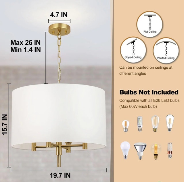 New 4-Light Drum Chandeliers - photo 2