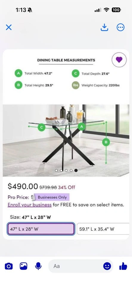 Modern Glass Top Dining Table with Black Metal Base - photo 4