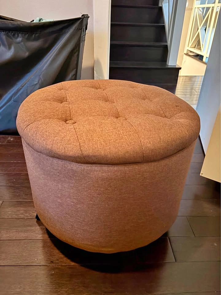 Round Tufted Storage Ottoman
