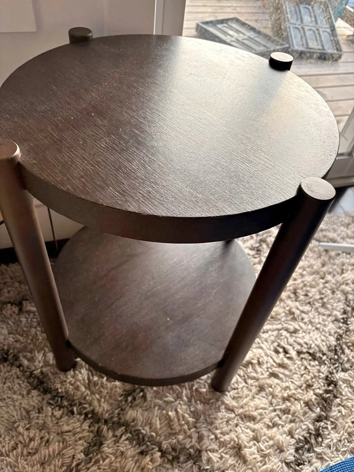 Round Dark Wood Two-Tier Side Table from IKEA