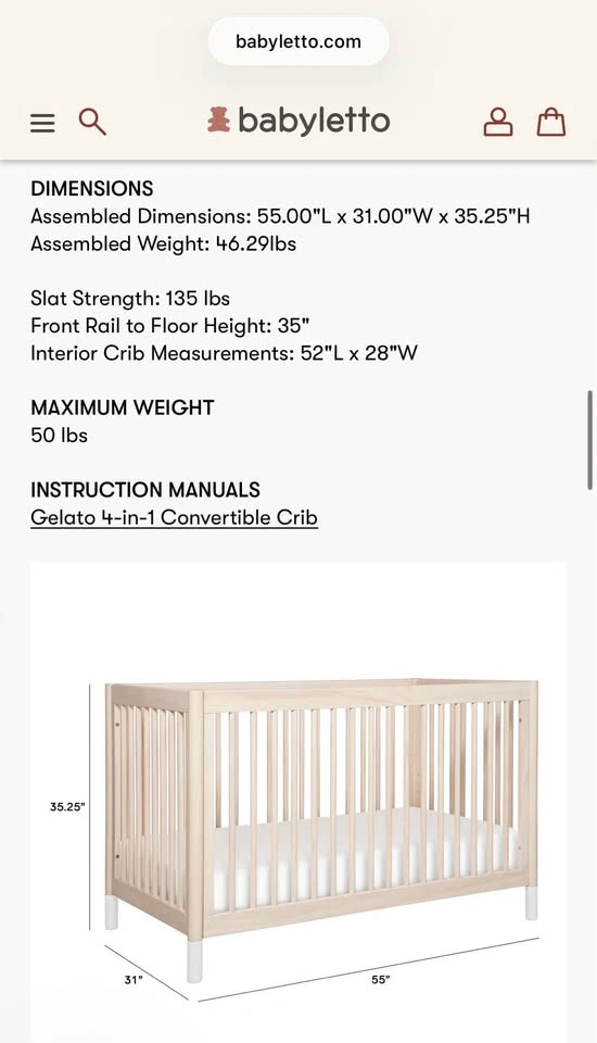 Babyletto Gelato 4-in-1 Convertible Crib. Mattress included. - photo 4