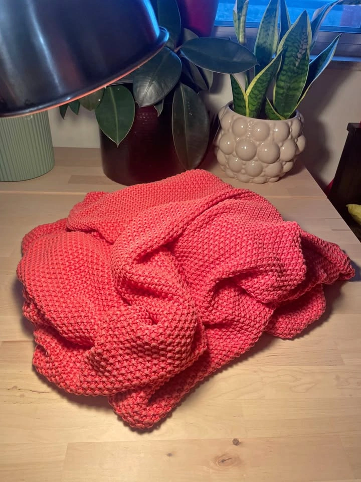 100% Cotton Chunky Knit Blanket Throw, 55x70 Inches
