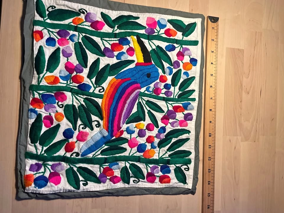 Embroidered Toucan Textile Wall Hanging - Folk Art Tapestry