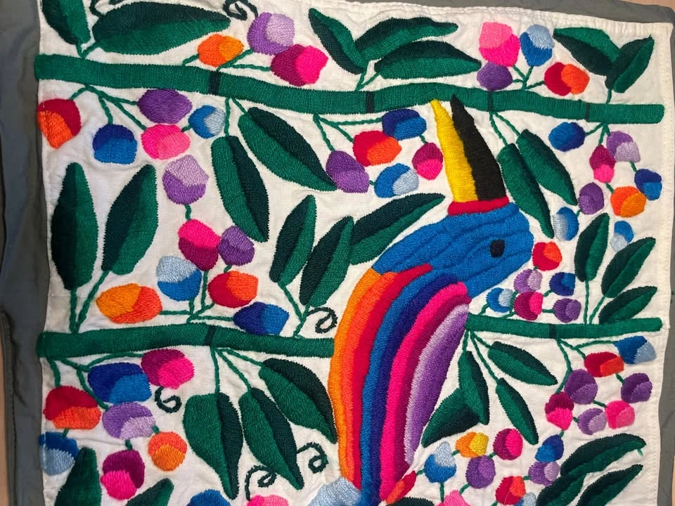 Embroidered Toucan Textile Wall Hanging - Folk Art Tapestry - photo 2