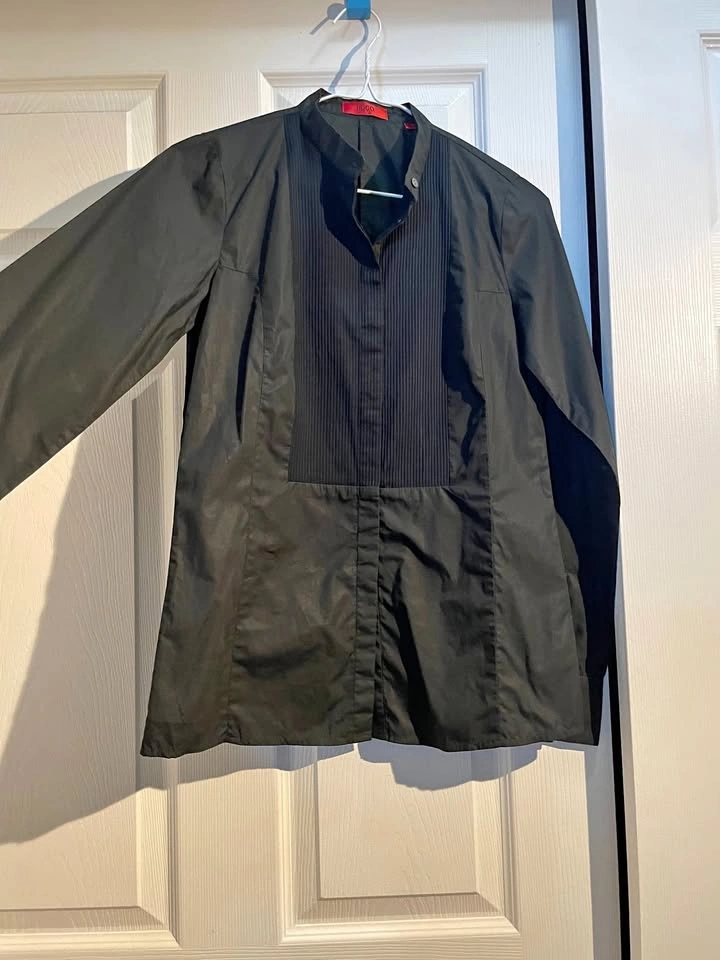 HUGO Boss Black Pleated Bib Shirt Blouse Size US 6 XS S