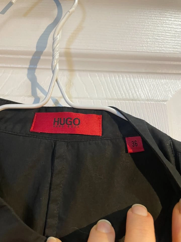HUGO Boss Black Pleated Bib Shirt Blouse Size US 6 XS S - photo 5