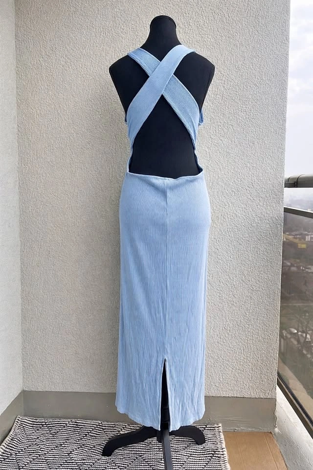 Maxi dress, viscose, ribbed, size XXL or XL