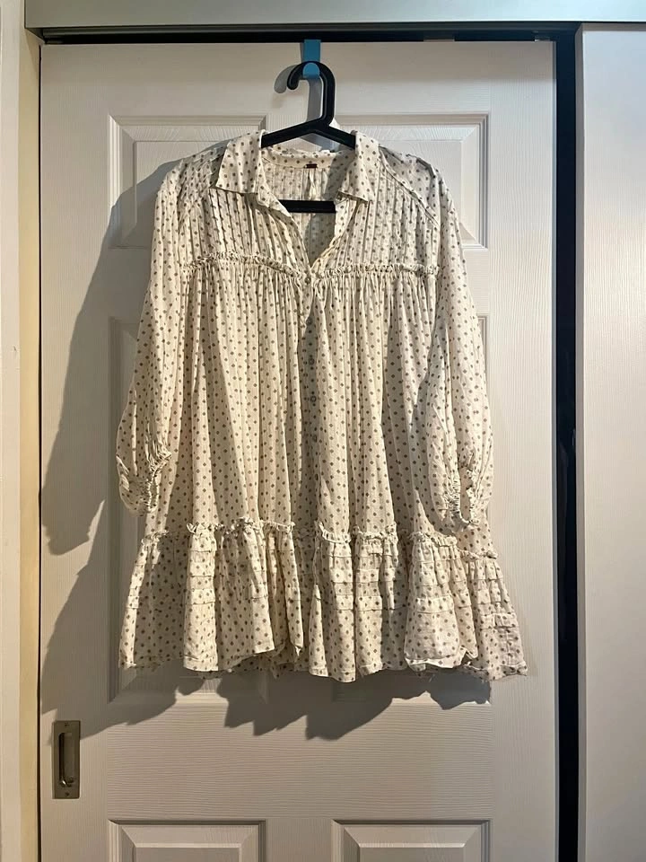 Free People Cotton Boho Babydoll Tunic Dress - Size S (Oversized