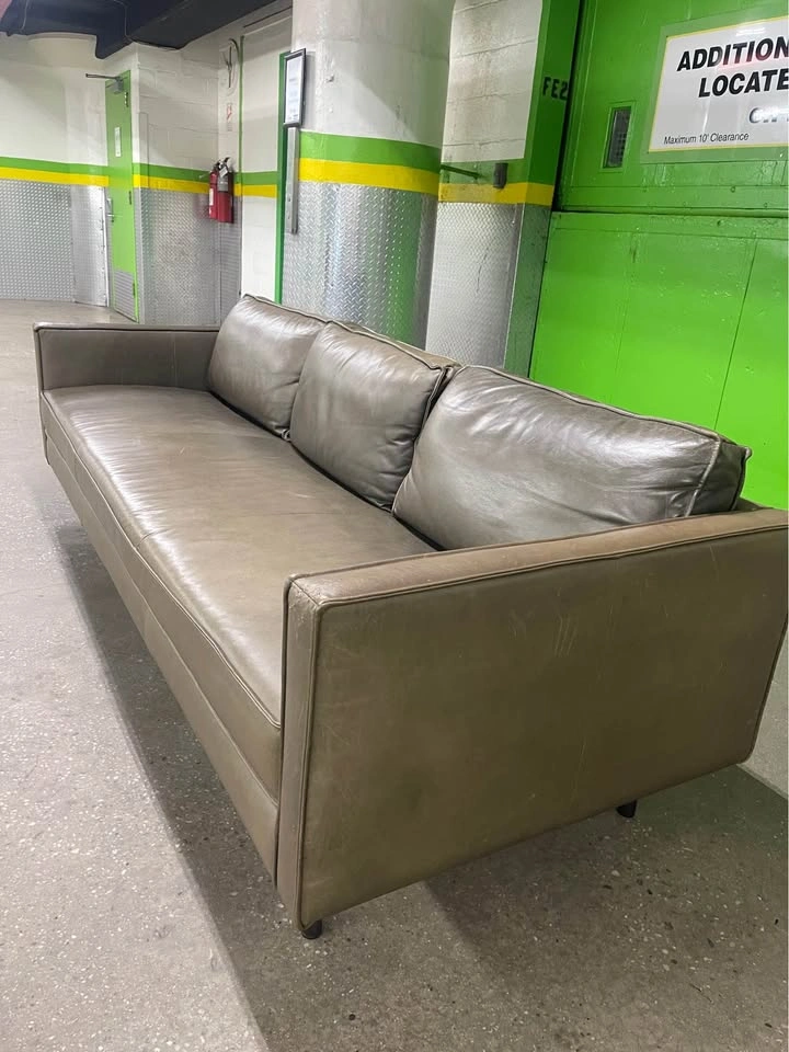 West Elm Axel Leather Sofa – Olive green | Free Delivery - photo 3
