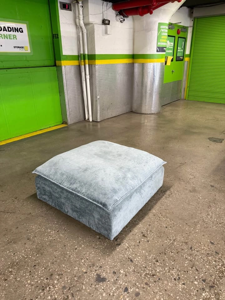 Joybird Oversized Ottoman Silver Gray Velvet - FREE DELIVERY - photo 2