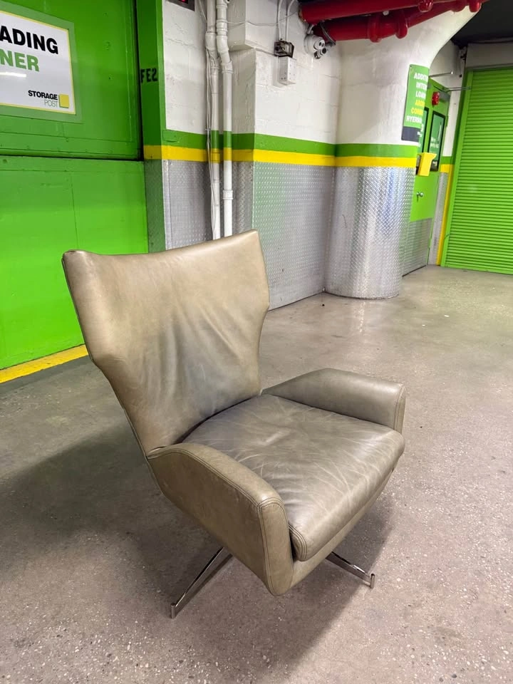 West Elm Hemming Leather Swivel Chair - FREE DELIVERY - photo 4
