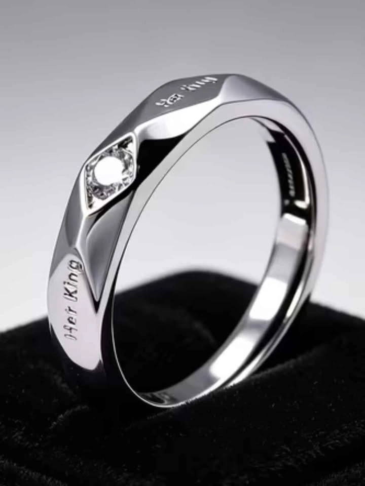 Engraved Her King His Queen Couple Rings - Adjustable - photo 4