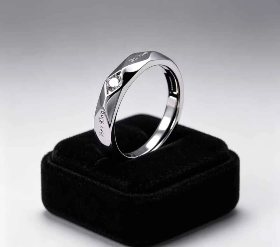 Engraved Her King His Queen Couple Rings - Adjustable - photo 5