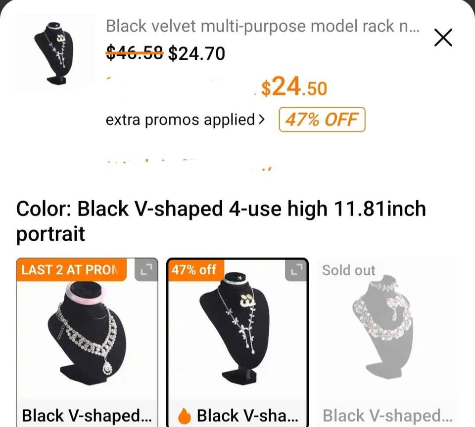Black velvet multi-purpose model rack necklace jewelry display r - photo 4