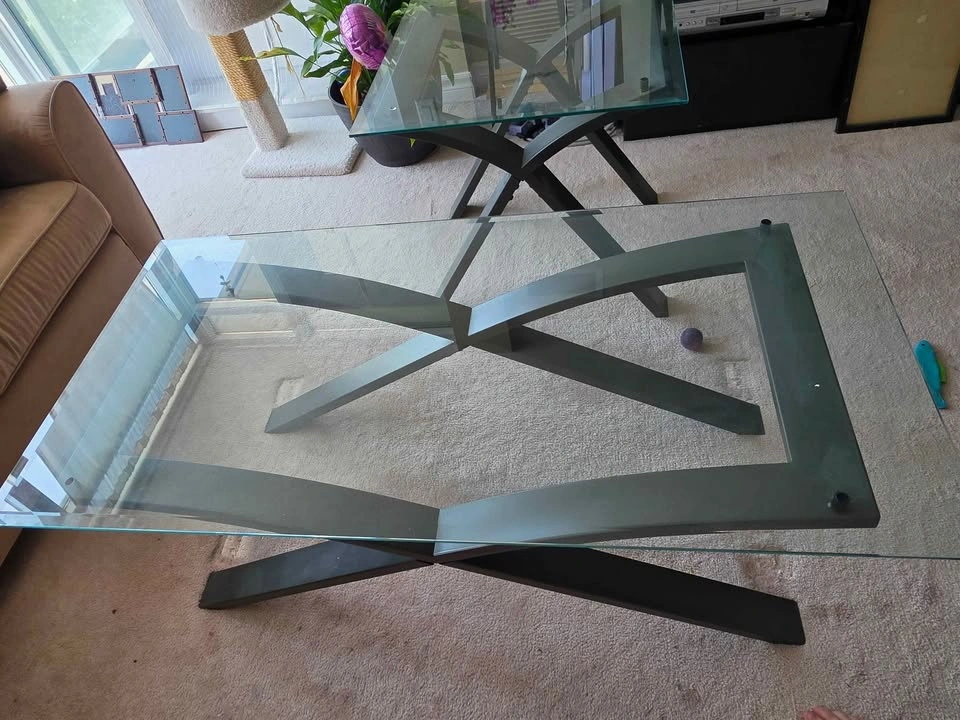 Glass Top Coffee and Side Table Set - photo 3