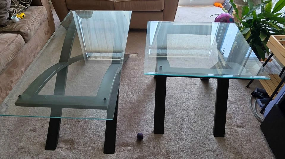 Glass Top Coffee and Side Table Set - photo 4