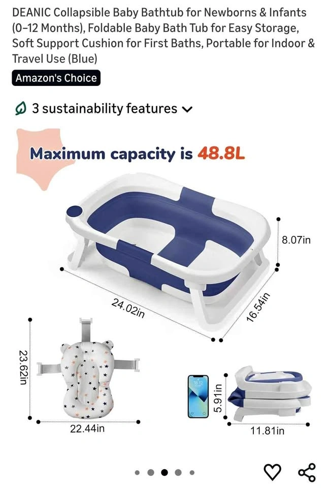 Foldable Baby Bathtub with Temperature Display