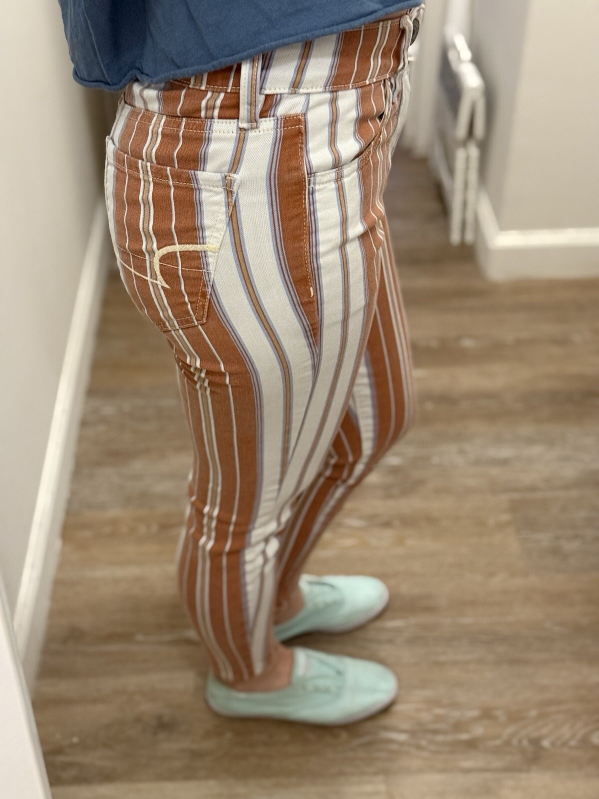 AEO Vintage Women's Striped Stretch Jean Pants, Size 0 Short - photo 2