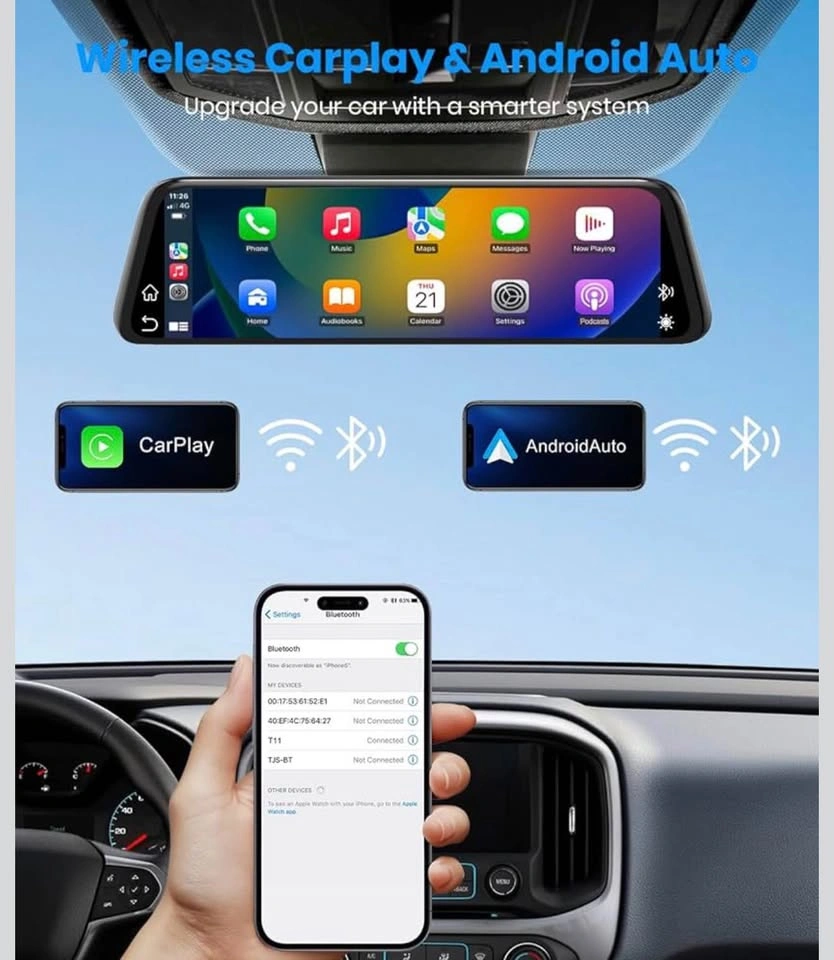 9.36" Smart Touch Screen Dual 2K Mirror Dash Cam w/ CarPlay - photo 3
