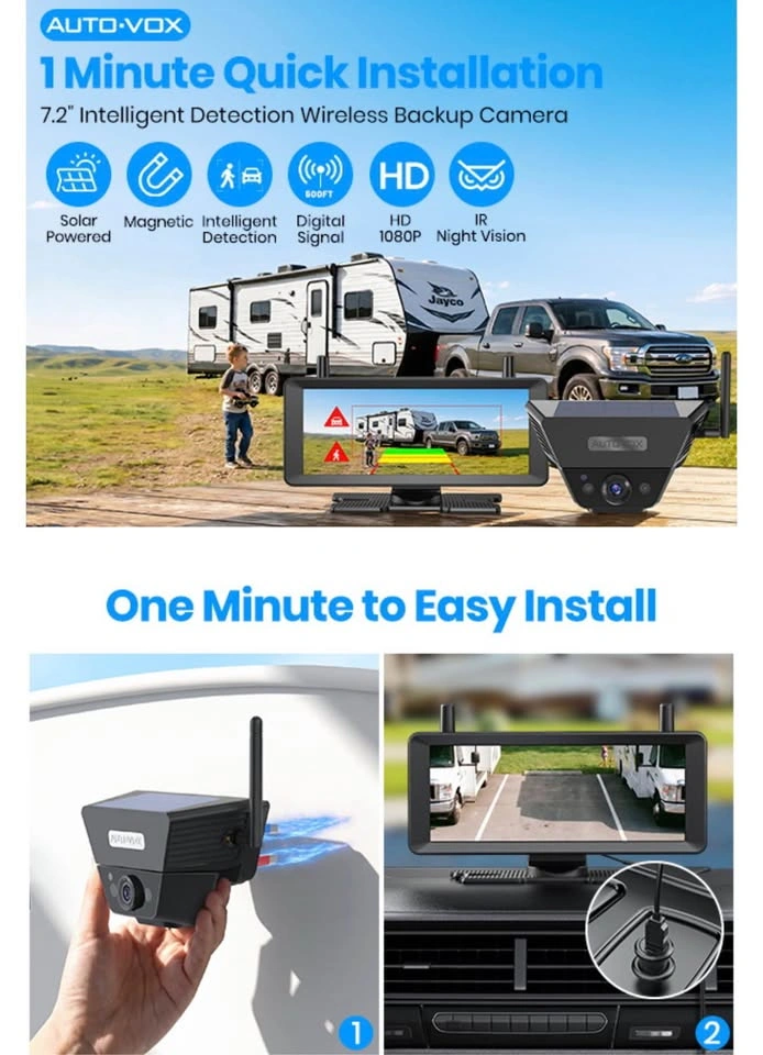 7.2" 1080P Split Screen Monitor & Solar Backup Camera - photo 2