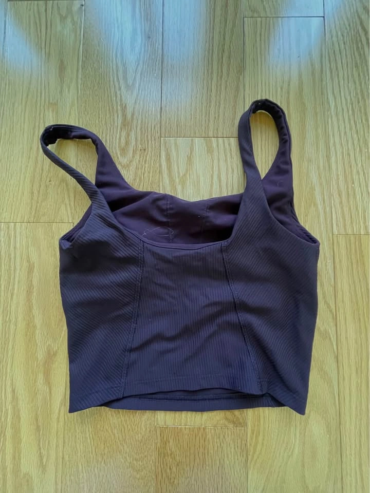 Old Navy Active Powersoft Ribbed Sports Bra Crop Top XS Plum - photo 2