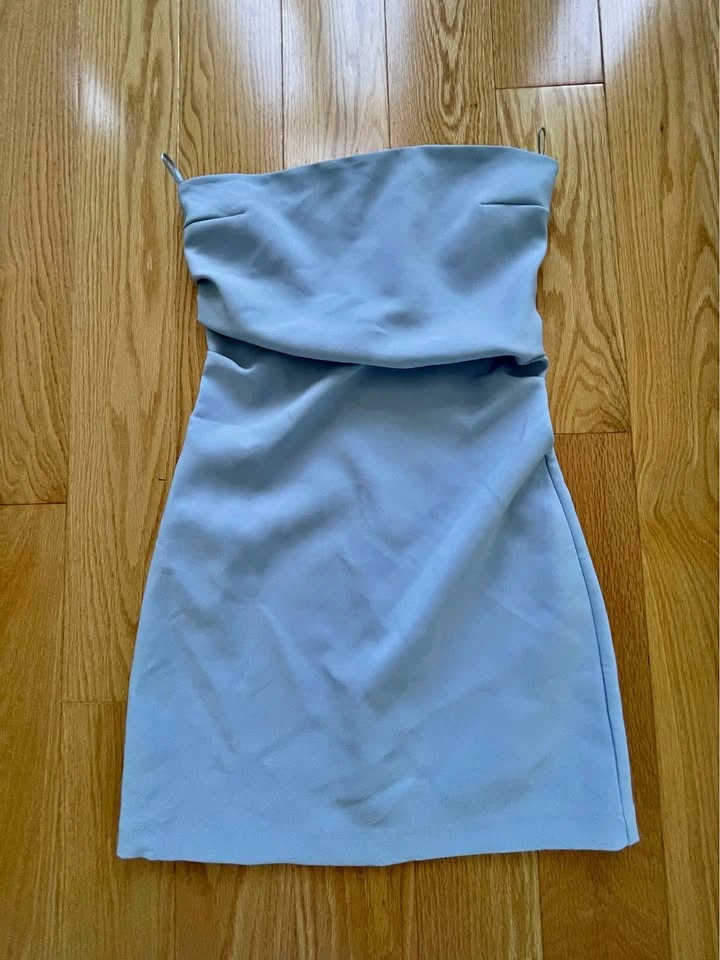 Zara Light Blue Strapless Mini Dress XS