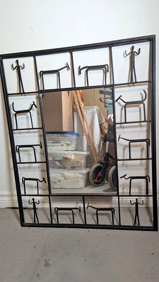 Vintage MCM Wrought Iron Mirror Frederic Weinberg Style