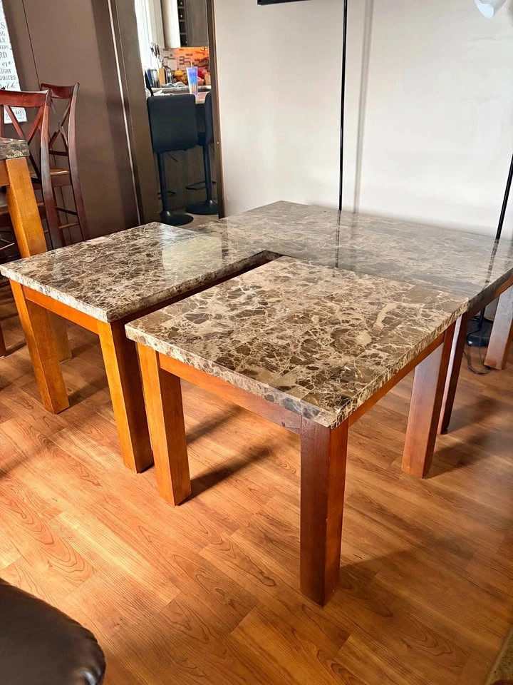 Marble top coffee table and two end tables