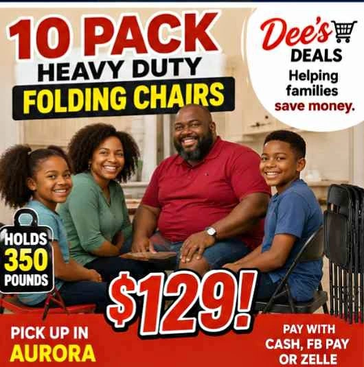 10 Pack Heavy Duty Folding Chairs - Brand New!