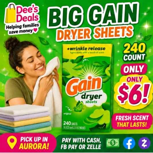 Big Box Gain Dryer sheets $6