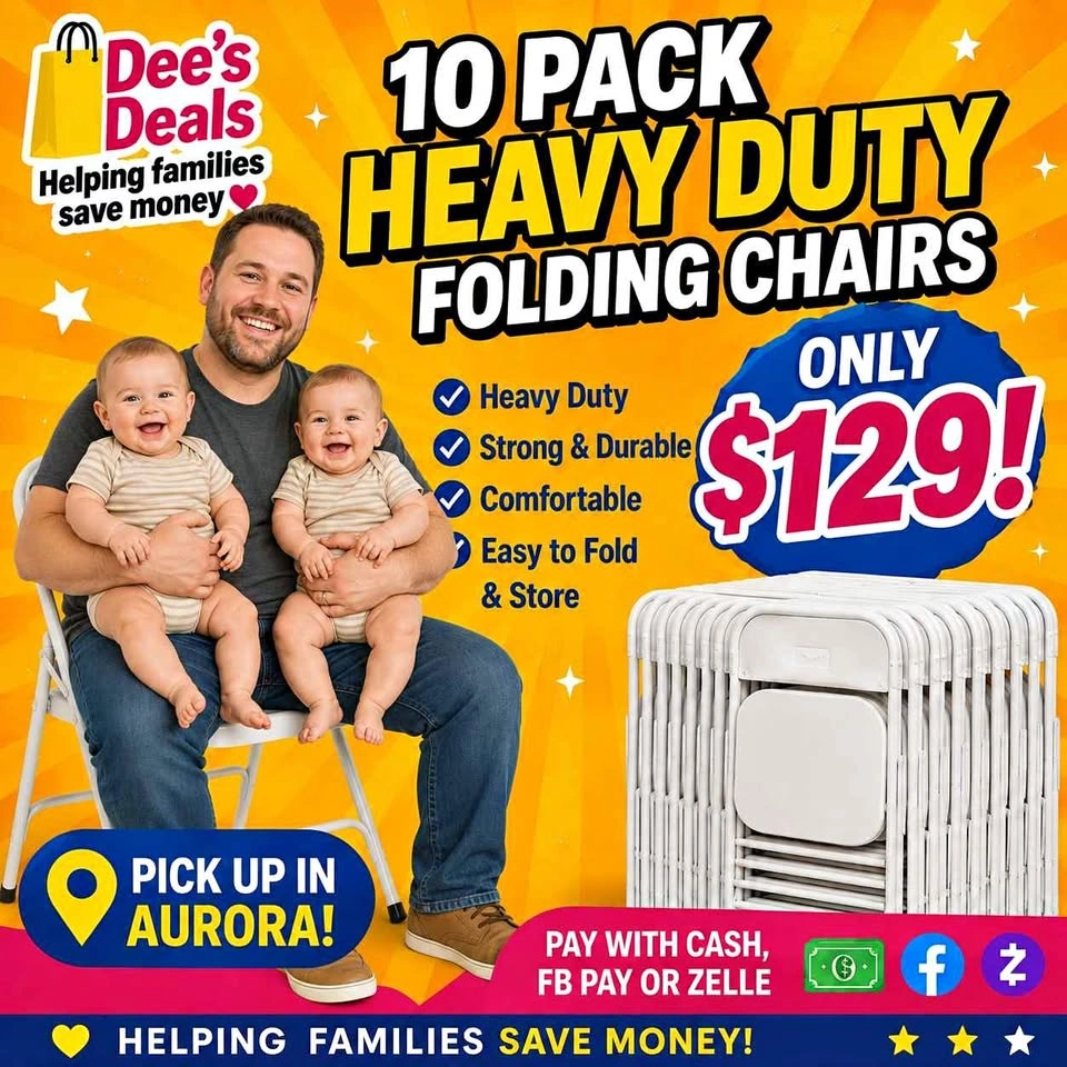 10 Pack HEAVY DUTY FOLDING CHAIRS BRAND NEW IN BOX ONLY $129