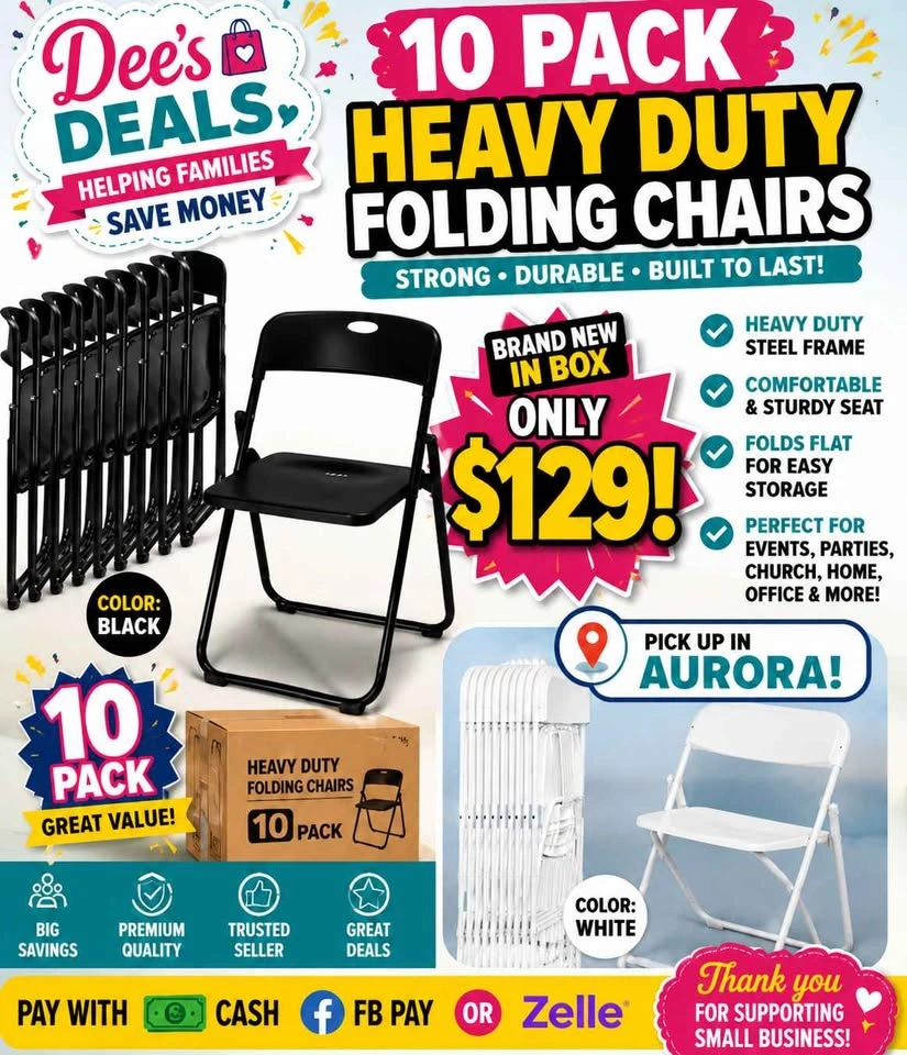 10 Pack HEAVY DUTY FOLDING CHAIRS BRAND NEW IN BOX ONLY $129 - photo 3