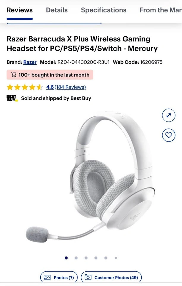 Razer Barracuda X Plus Wireless Gaming Headset PC/PS5/PS4/Switch