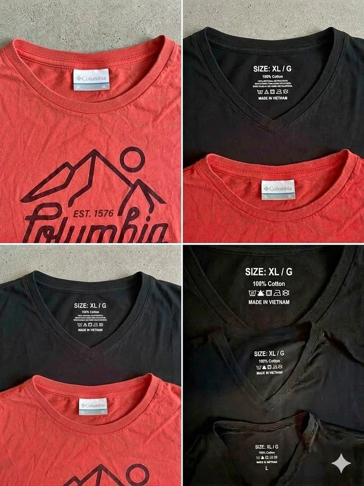 Columbia T-shirts XL/L - Black & Red/Orange